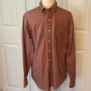 Brooks Brothers Red Green Plaid‎ Button Down Shirt Top Cotton Medium